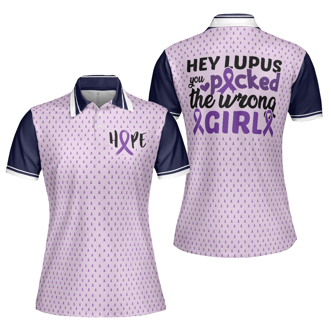 You Picked The Wrong Girl Lupus Awareness Short Sleeve Women Polo Shirt Purple Lupus Awareness Month Shirt - 1