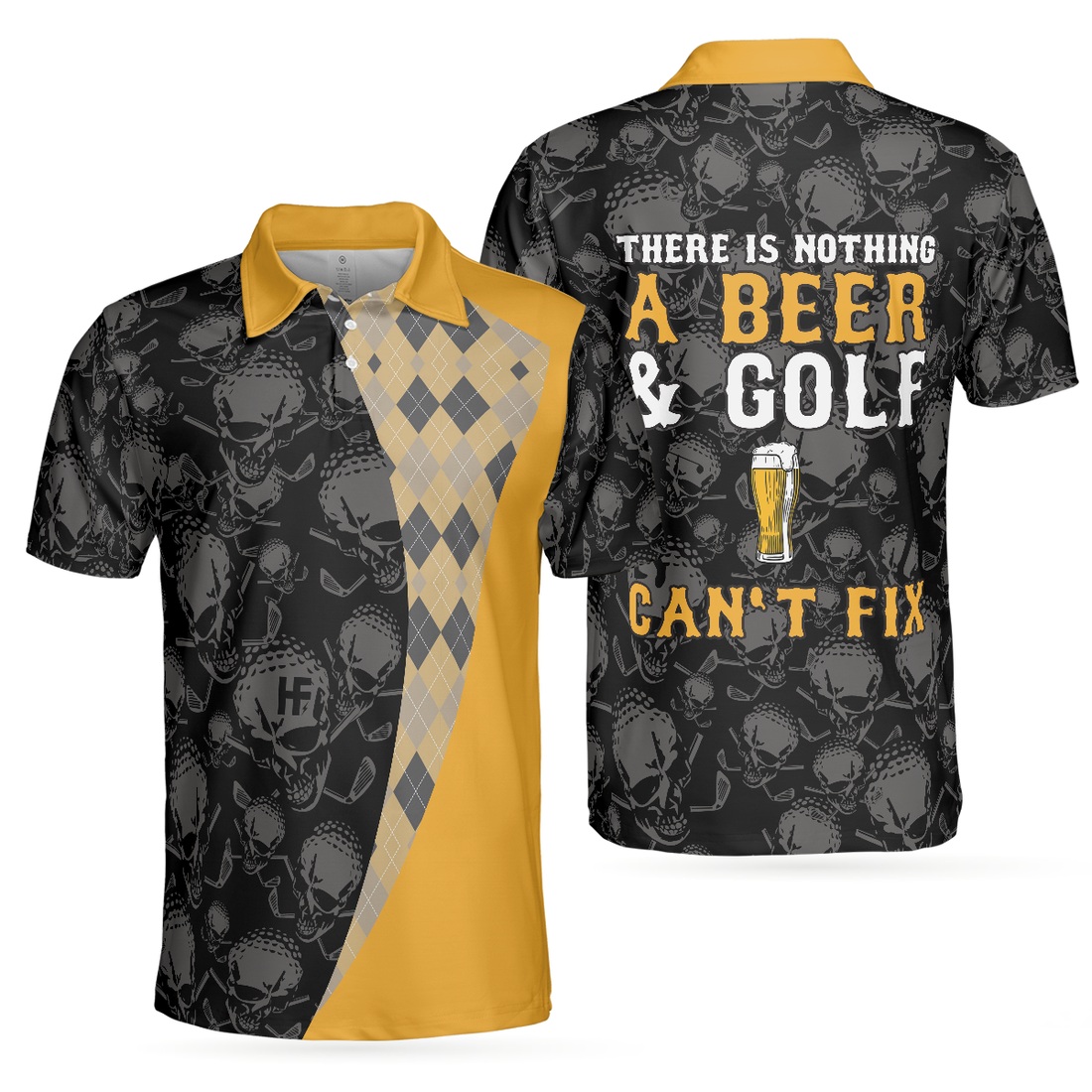 There Is Nothing A Beer And Golf Cant Fix V2 Polo Shirt Skull Plaid Pattern Golf Shirt Best Golf Drink Shirt - 1