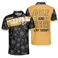 Golf  Beer Is My Therapy Polo Shirt Skull Beer Drinking Golf Shirt Design Best Golf Shirt For Male Golfers - 1