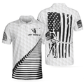 Just Swing It American Golfer Polo Shirt Black And White American Flag Golf Shirt For Men - 1