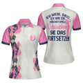 Ich Wei Dass Ich Wie Ein Mdchen Spiele Short Sleeve Women Polo Shirt White And Pink German Golf Shirt For Ladies - 1