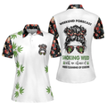 Weekend Forecast Smoking Weed Women Short Sleeve Polo Shirt Floral And Weed Leaf Graphics Polo Shirt - 1