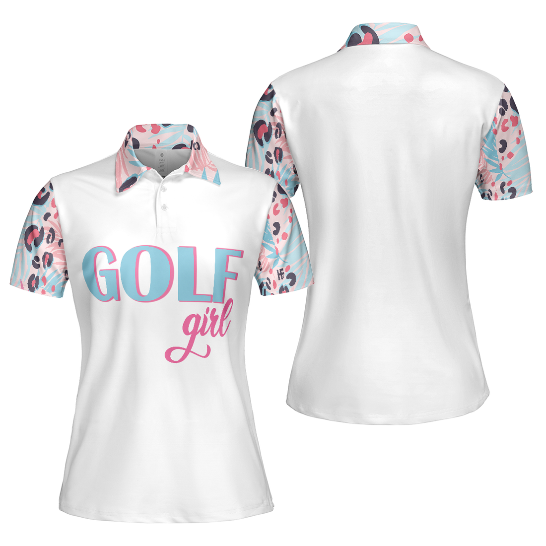 Golf Girl Leopard Pattern Short Sleeve Women Polo Shirt Unique Golf Shirt For Ladies Golf Gift For Women - 1