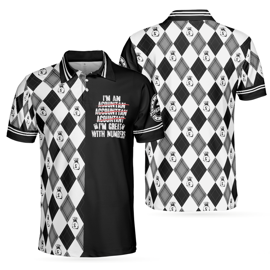 Im An Accountant Im Great With Numbers Polo Shirt Argyle Pattern Accountant Shirt For Men - 1