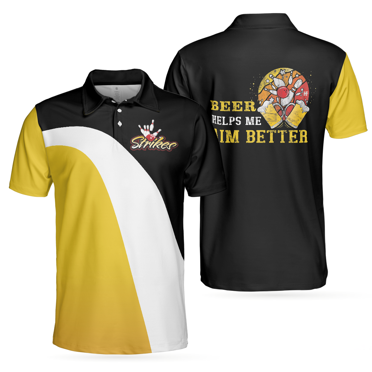 Beer Helps Me Aim Better Polo Shirt Simple Drinking Golf Polo Shirt Design Golf Gift Idea For Golfers - 1