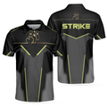 Strike Black And Golden Pattern Bowling Short Sleeve Polo Shirt Digital Polo Shirt Best Bowling Shirt For Men - 1