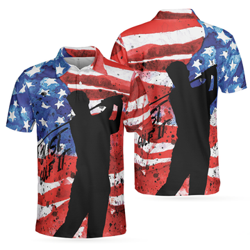 American Golfer Just Golf It Short Sleeve Golf Polo Shirt Wet Paint American Flag Polo Shirt Patriotic Golf Shirt For Men - 1