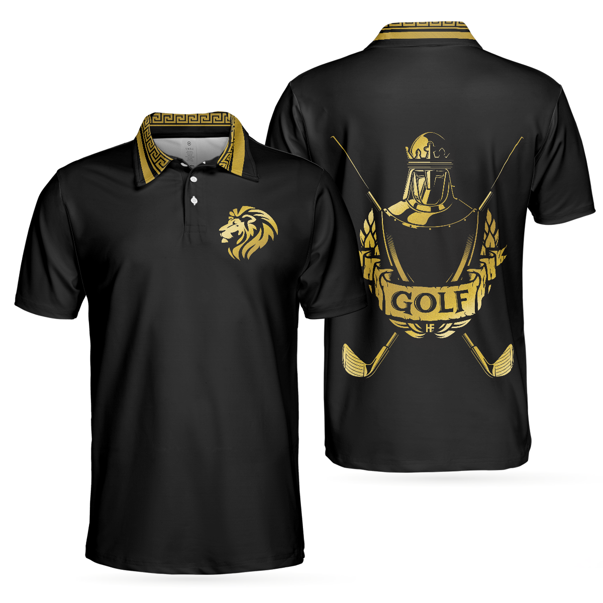 Golf Crusader King Polo Shirt For Golf Luxury Baroque Pattern Lion Polo Shirt Best Golf Shirt For Men - 1