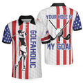 Your Hole Is My Goal Golfaholic American Flag Polo Shirt Patriotic Golf Shirt For Men - 1