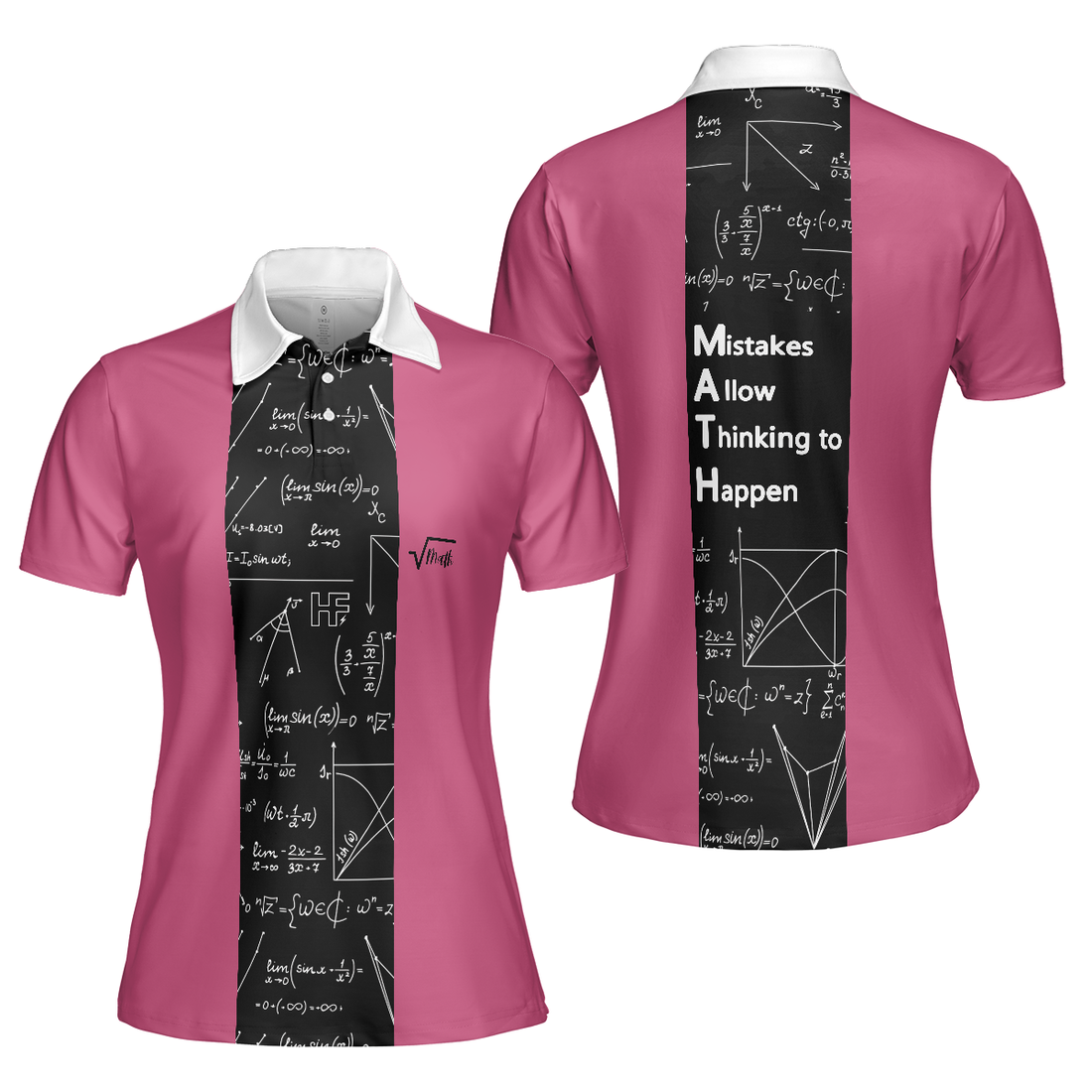 Mistakes Allow Thinking To Happen Math Short Sleeve Women Polo Shirt Funny Teacher Shirt For Women - 1