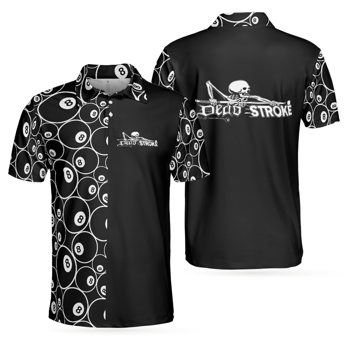 Billiards Skeleton Dead Stroke Short Sleeve Polo Shirt 8-ball Polo Shirt Best Billiards Shirt For Men - 1