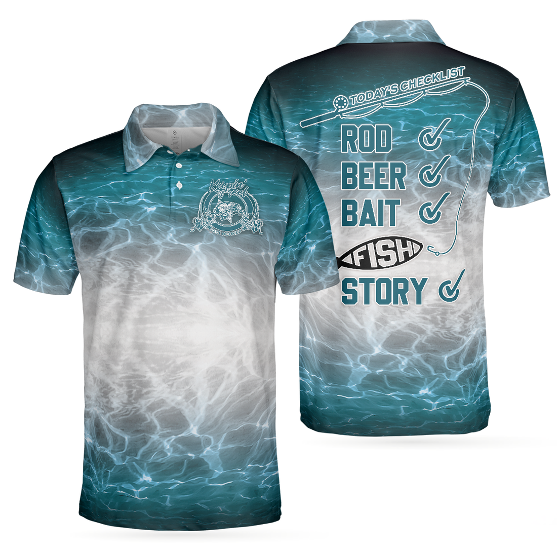 Fishing Checklist Rod Beer Bait Fish Story Polo Shirt Best Ocean Fishing Shirt For Men - 1