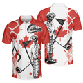 Golf I Like It Rough Canada Flag Polo Shirt Argyle Pattern Skeleton Golfing Polo Shirt Funny Golf Shirt For Men - 1