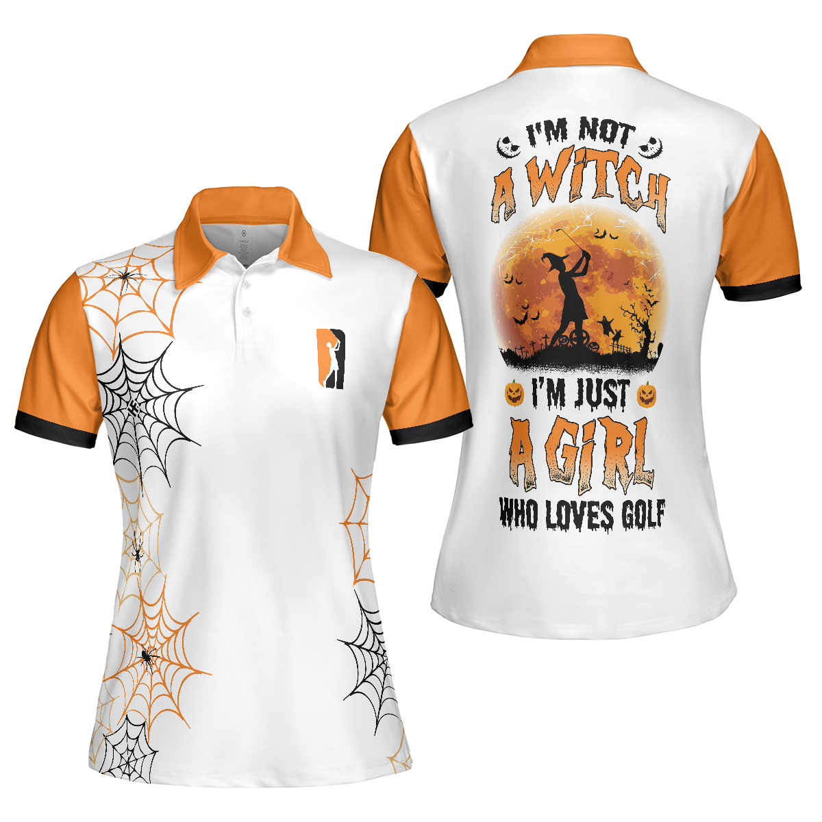 Just A Girl Who Loves Golf Not A Witch Golf Short Sleeve Women Polo Shirt Halloween Gift For Female Golfers - 1