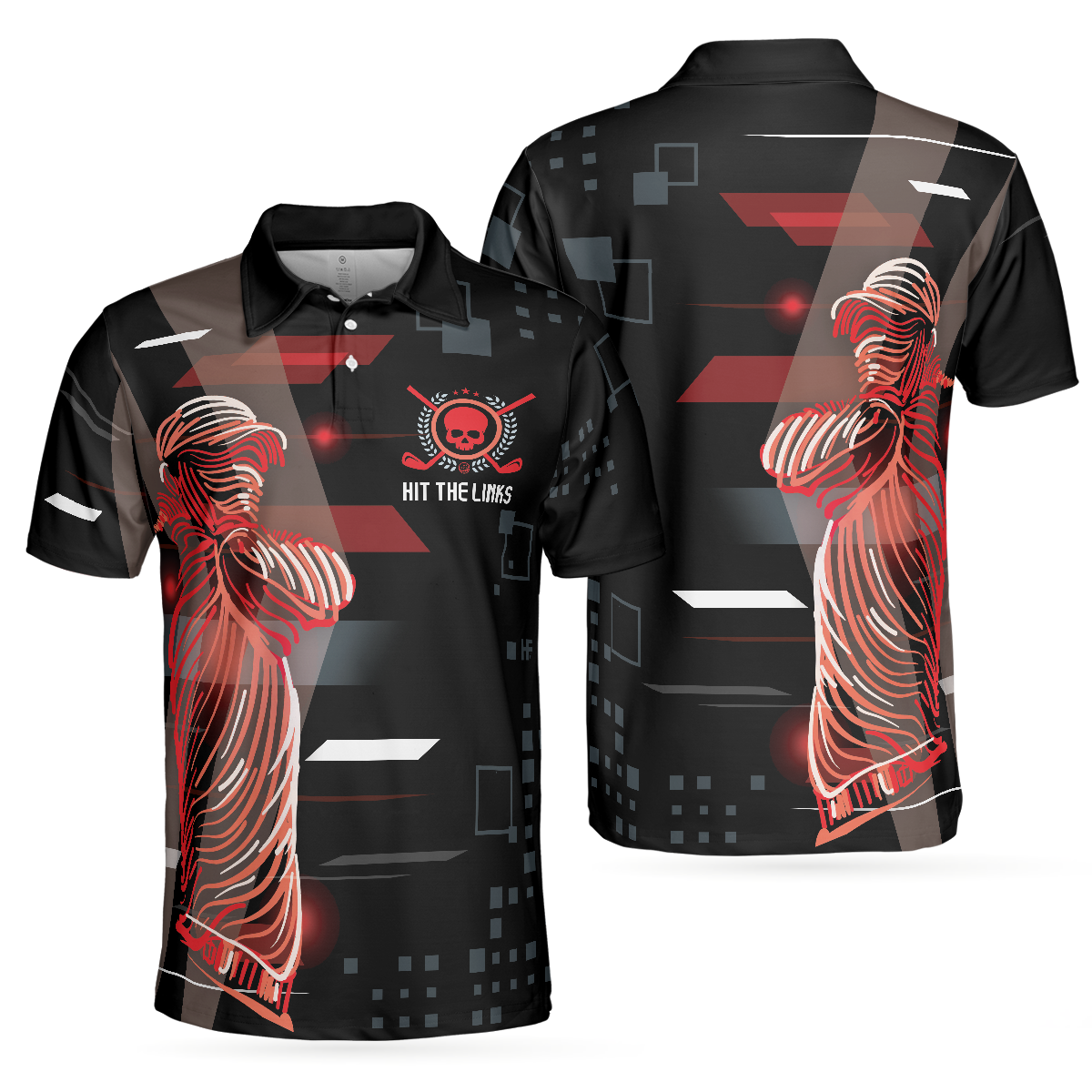 Cant Wait To Hit The Links Golf Digital Style Polo Shirt Modern Skull Polo Shirt Best Golf Shirt For Men - 1