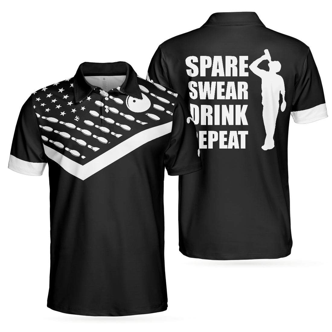 Spear Swear Drink Repeat Bowling Polo Shirt - 1