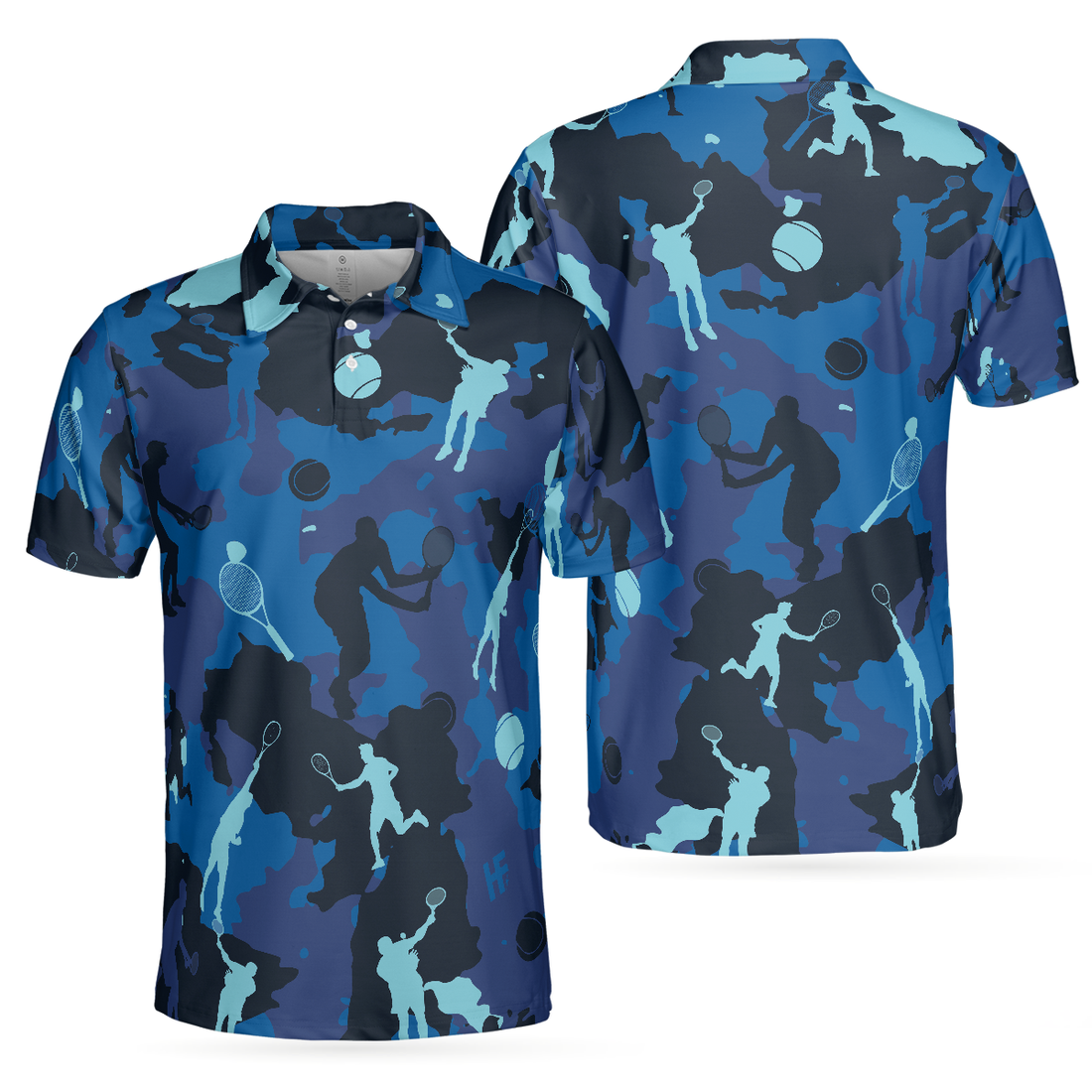 Ocean Camouflage Tennis Short Sleeve Polo Shirt Tennis Player Polo Shirt Camo Tennis Shirt For Men - 1