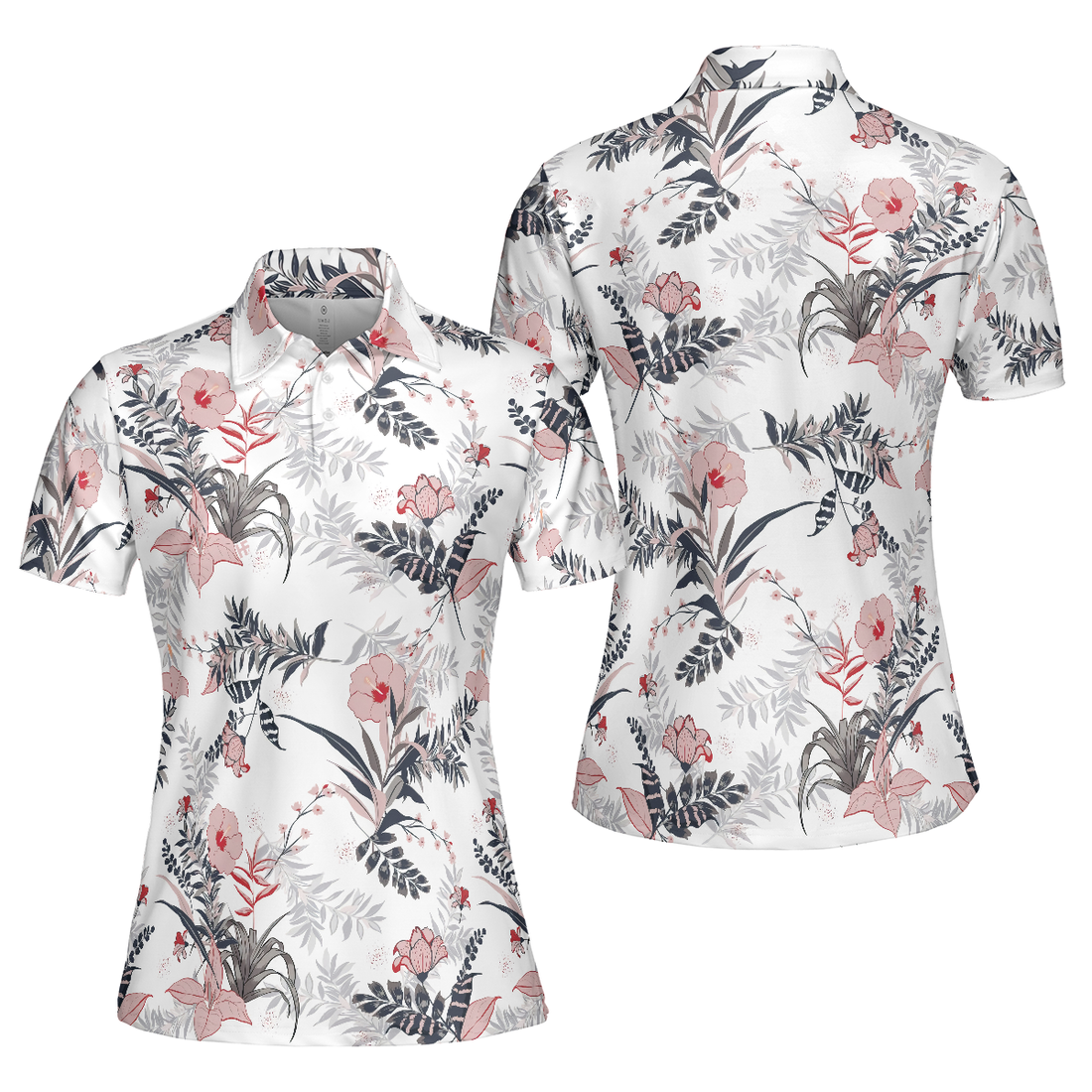 Colorful Floral Pattern Shirt Short Sleeve Women Polo Shirt - 1