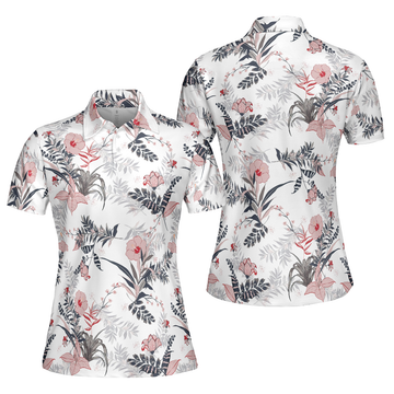 Colorful Floral Pattern Shirt Short Sleeve Women Polo Shirt - 1