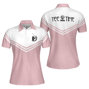 Tee Time Golf Short Sleeve Women Polo Shirt White And Pink Golf Shirt For Ladies - 1