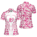 White Pink Camouflage Thinning Layout Golf Short Sleeve Women Polo Shirt Best Golf Shirt For Female Golfers - 1