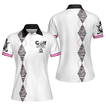 Golf Is My New Religion Golf Short Sleeve Women Polo Shirt Zebra Argyle Golf Shirt For Ladies Unique Golf Gift - 1