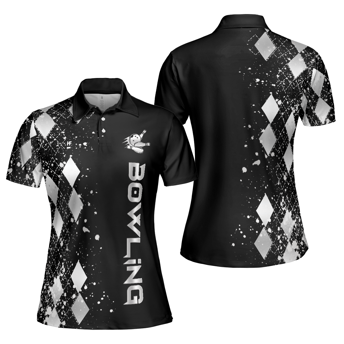 Silver Bowling Short Sleeve Women Polo Shirt Female Bowling Polo Shirt Bowling Gift For Female Players - 1