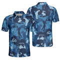 Golf Ocean Blue Camouflage Polo Shirt Streetwear Golfing Polo Shirt Camo Golf Shirt For Men - 1