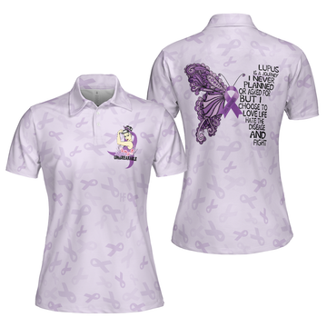 Butterfly Believe Lupus Awareness Polo Shirt Lupus Month Awareness Ribbon Polo Shirt Best Lupus Shirt For Women - 1