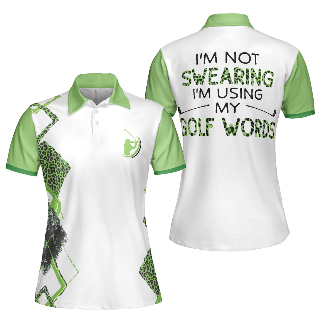 Im Not Swearing Im Using My Golf Word Green Ver Short Sleeve Women Polo Shirt - 1