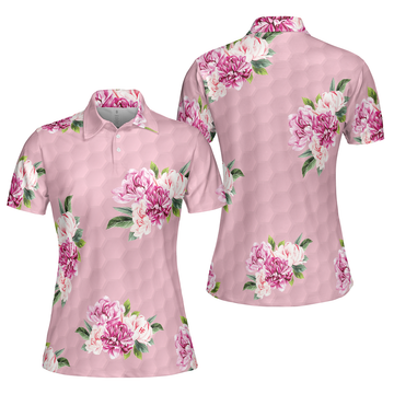 Watercolor Flowers And Golf Short Sleeve Women Polo Shirt - 1