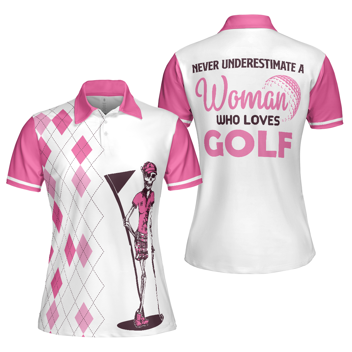 Never Underestimate A Woman Who Loves Golf Short Sleeve Women Polo Shirt - 1