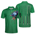 Billiards Green American Flag Polo Shirt Unique Billiards Shirt For Men Cool Gift For Pool Players - 1