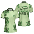 Queen Of The Green Golf Girl Short Sleeve Women Polo Shirt Green Argyle Pattern Golf Shirt Cool Golf Gift For Women - 1