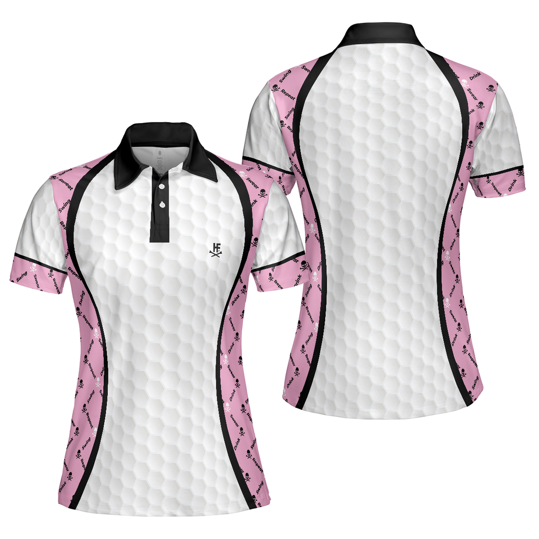 Swing Swear And Repeat Golf Girl Life Golf Short Sleeve Women Polo Shirt Argyle Pattern Golf Shirt For Ladies - 1