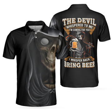 Golf Bring Beer Polo Shirt Skull Drinking Golf Shirt For Male Golfers Funny Golf Shirt With Sayings - 1