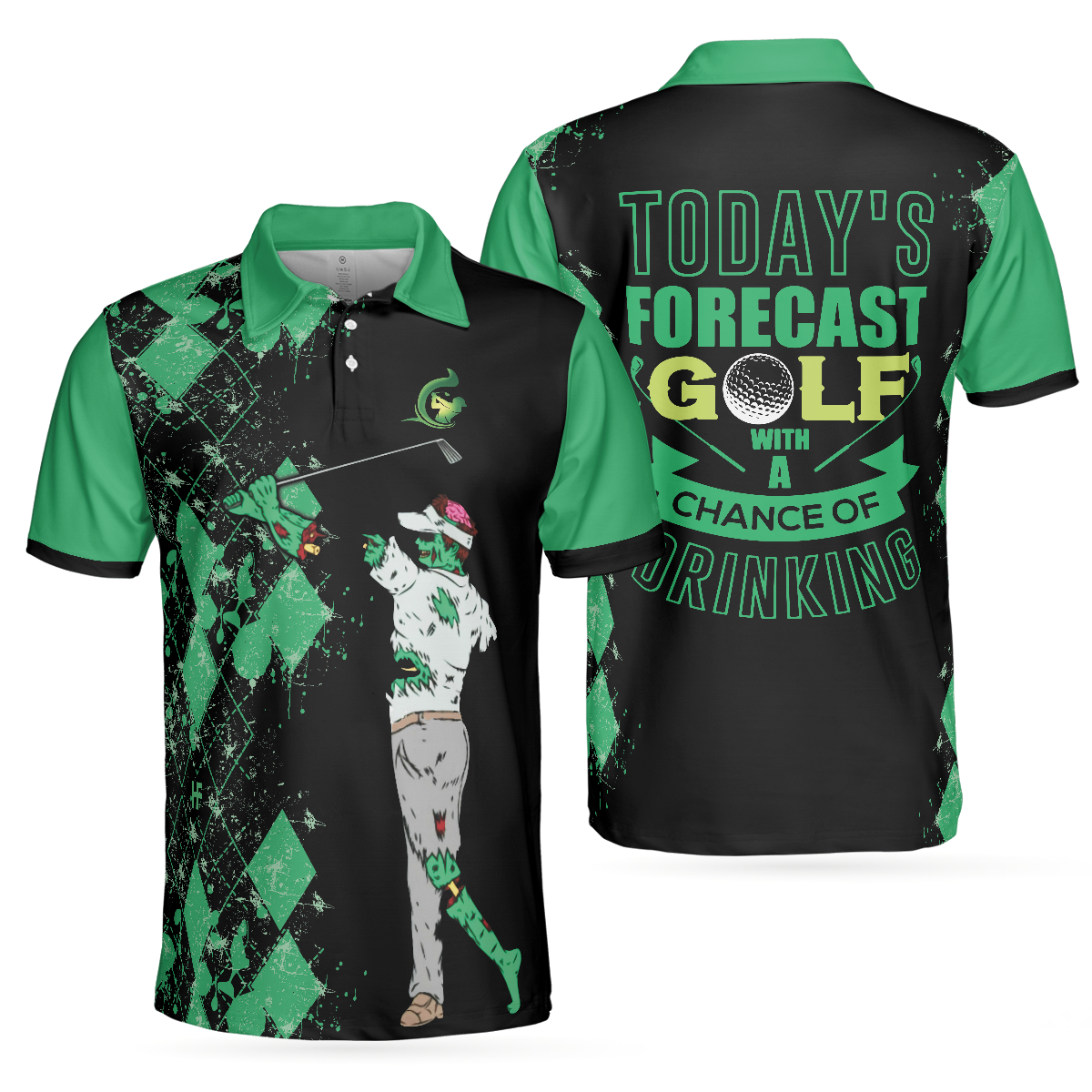 Todays Forecast For Zombie Golfer Golf Polo Shirt Smart Golf Shirt For Men - 1