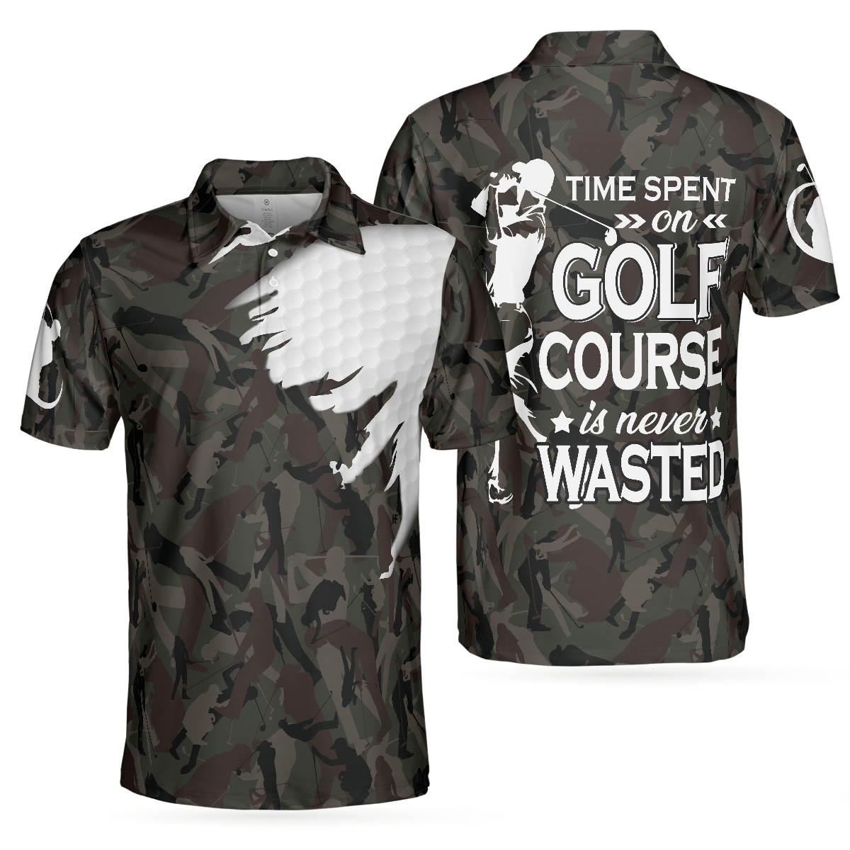 Time Spent On Golf Course Polo Shirt Camouflage Golf Shirt With Sayings Best Golf Shirt For Men - 1