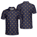 Seamless Pattern Sign Bitcoin Polo Shirt Navy Blue And Gold Polo Shirt Best Cryptocurrency Shirt For Men - 1