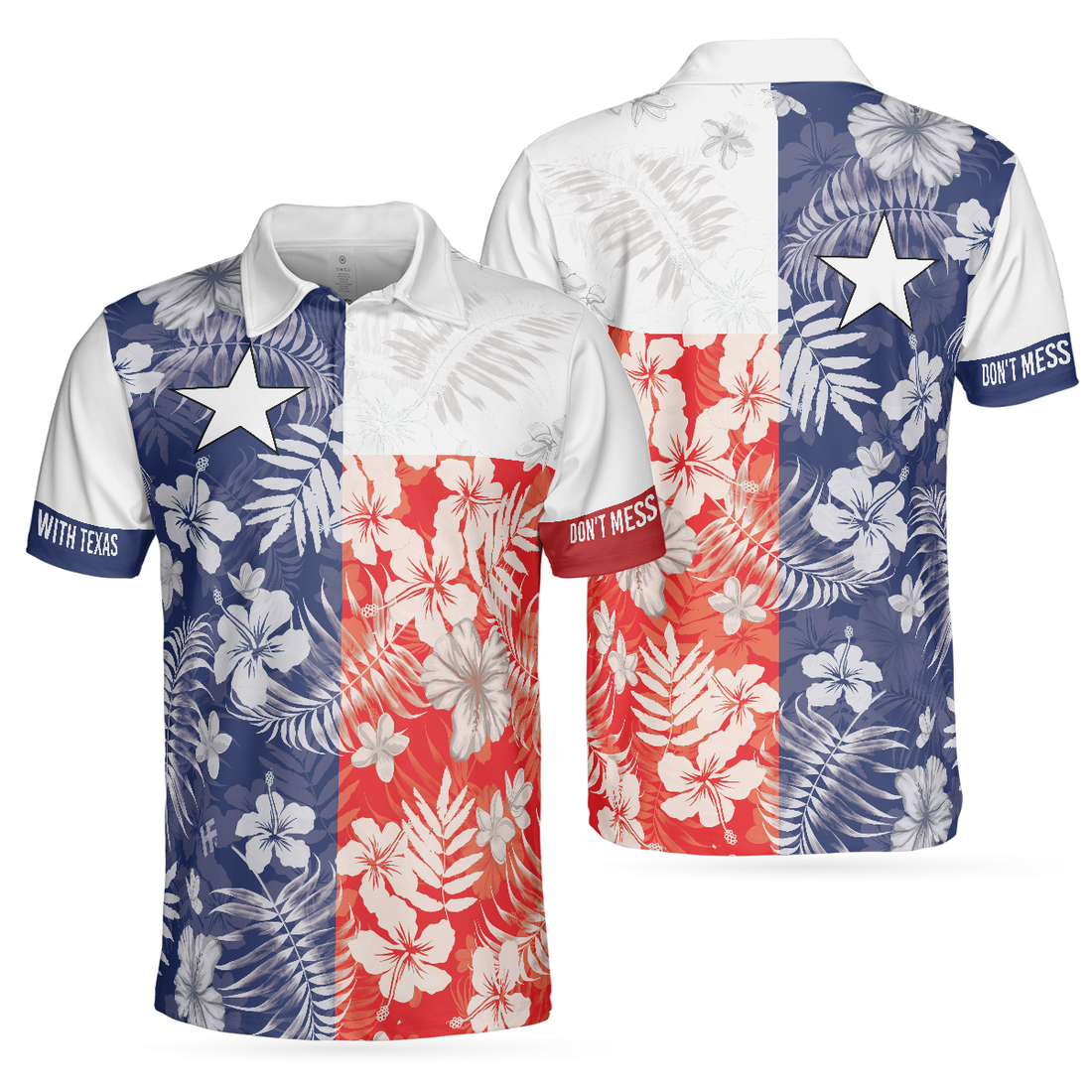 Dont Mess With Texas Flag Tropical Texas Polo Shirt Texas Bluebonnet Shirt For Men - 1