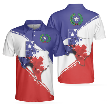 Texas Flag All Over Print Polo Shirt For Golf Texas Map And Flag Polo Shirt Texas Proud Shirt For Men - 1