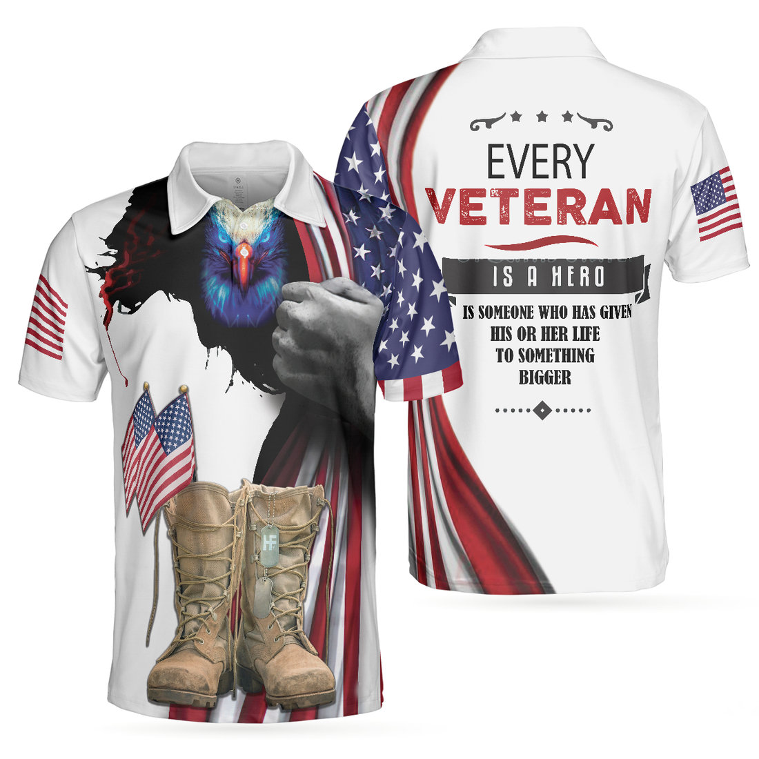 Every Veteran Is A Hero Polo Shirt Eagle American Flag Polo Shirt Patriotic Veteran Shirt For Men - 1