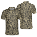 Seamless Beige Grunge Rose Pattern Polo Shirt Cool Roses Graphic Polo Shirt Rose Themed Shirt For Flower Lovers - 1