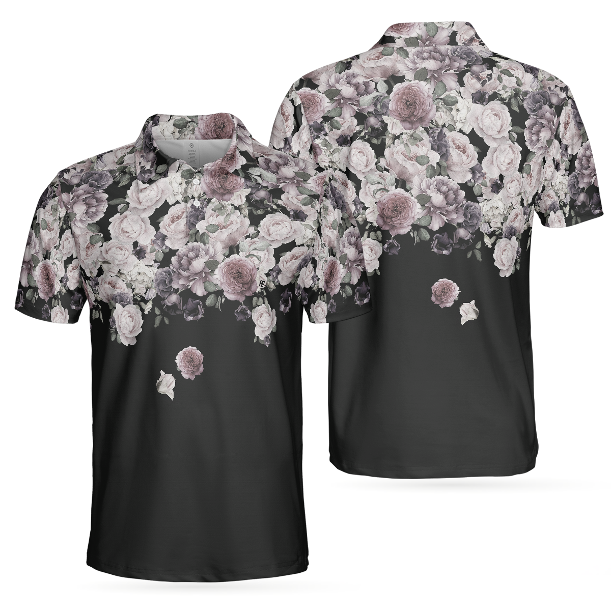 Pink And Purple Roses Polo Shirt Roses Seamless Pattern Polo Shirt Best Rose Themed Shirt For Adults - 1