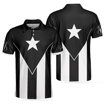 Puerto Rico Flag Black And White Polo Shirt Puerto Rican Toad Coqu Shirt - 1