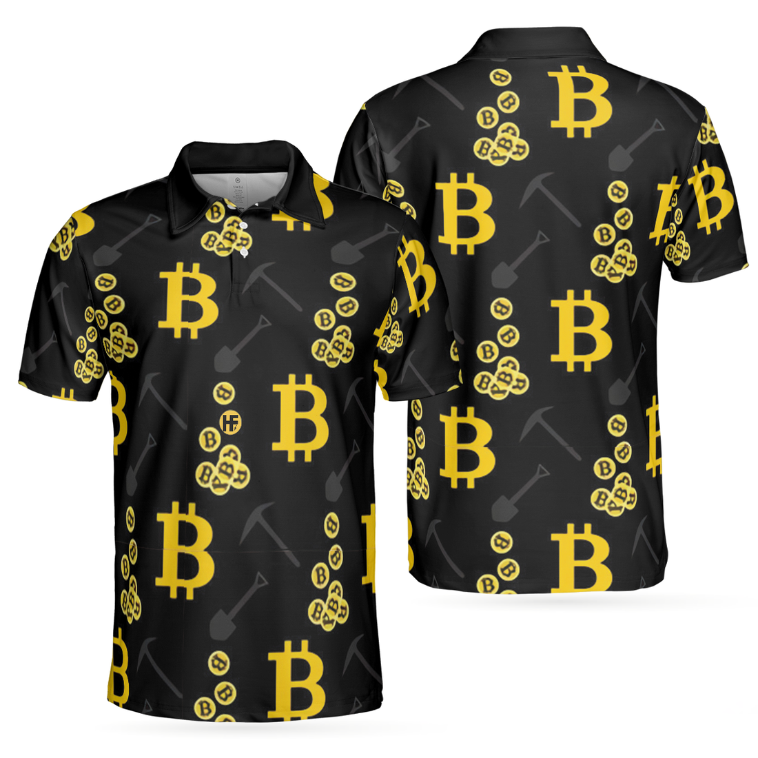 Bitcoin Seamless Pattern Cryptocurrency Polo Shirt Crypto Mining Polo Shirt Best Bitcoin Shirt For Men - 1