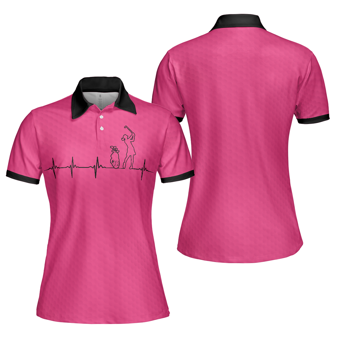 Heartbeat Golf Lady Pink Golf Short Sleeve Women Polo Shirt Best Golf Gift For Women - 1