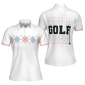 Pink Blue And Black Argyle Golf Short Sleeve Women Polo Shirt - 1