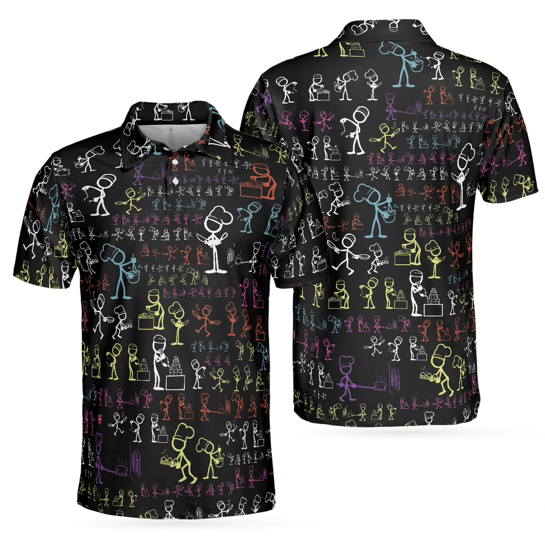 Stickfigures Chef Short Sleeve Polo Shirt Doodling Cooking Polo Shirt Best Chef Shirt For Men - 1