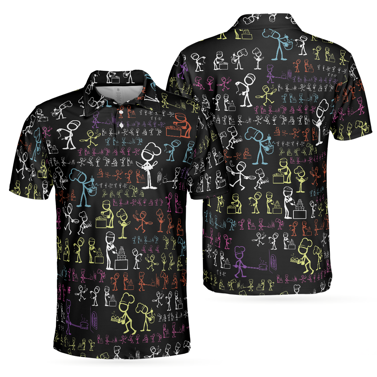 Stickfigures Chef Short Sleeve Polo Shirt Doodling Cooking Polo Shirt Best Chef Shirt For Men - 1